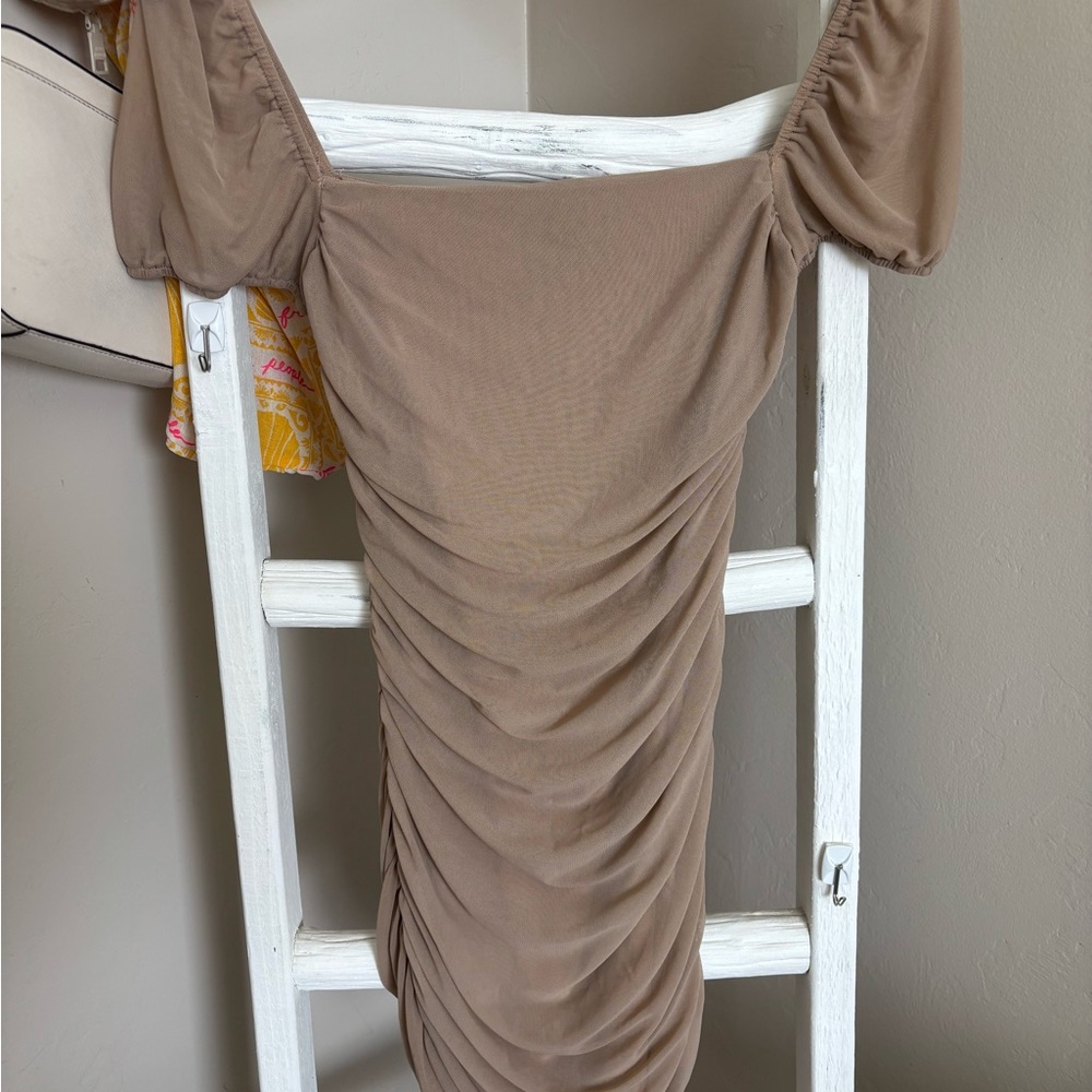 Princess Polly Tan Ruched Mini Dress - Picture 6 of 8